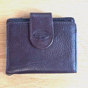 FOSSIL Bi-Fold Small Pebbled Leather Card Wallet, Brown